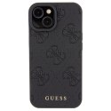 Guess GUHCP15SP4EPMK iPhone 15 6.1" czarny/black hardcase Leather 4G Stamped