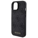 Guess GUHCP15SP4EPMK iPhone 15 6.1" czarny/black hardcase Leather 4G Stamped