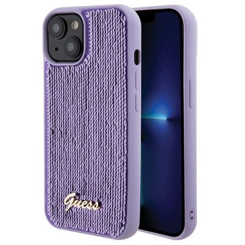 Guess GUHCP15SPSFDGSU iPhone 15 6.1" fioletowy/purple hardcase Sequin Script Metal