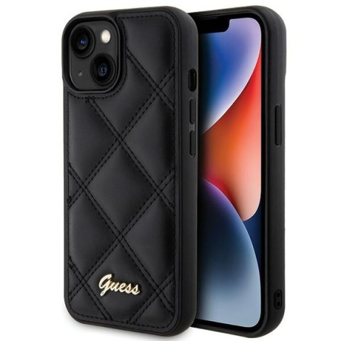 Guess GUHCP15SPSQSQSK iPhone 15 6.1" czarny/black hardcase Quilted Metal Logo