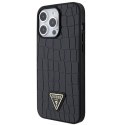 Guess GUHCP15XPCRTHCK iPhone 15 Pro Max 6.7" czarny/black hardcase Croco Triangle Metal Logo