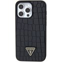 Guess GUHCP15XPCRTHCK iPhone 15 Pro Max 6.7" czarny/black hardcase Croco Triangle Metal Logo