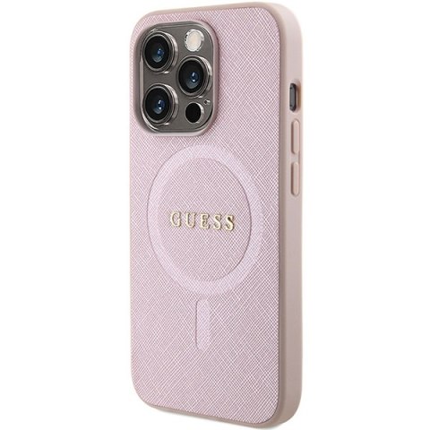 Guess GUHMP15XPSAHMCP iPhone 15 Pro Max 6.7" różowy/pink hardcase Saffiano MagSafe
