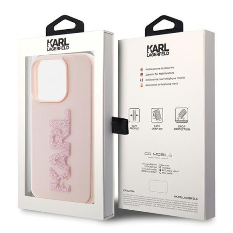 Karl Lagerfeld KLHCP15X3DMBKCP iPhone 15 Pro Max 6.7" różowy/pink hardcase 3D Rubber Glitter Logo Karl Lagerfeld KLHCP15X3DMBKCP iPhone 15 Pro Max 6.7" różowy/pink hardcase 3D Rubber Glitter Logo