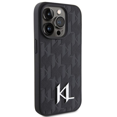 Karl Lagerfeld KLHCP15XPKLPKLK iPhone 15 Pro Max 6.7" czarny/black hardcase Leather Monogram Hot Stamp Metal Logo