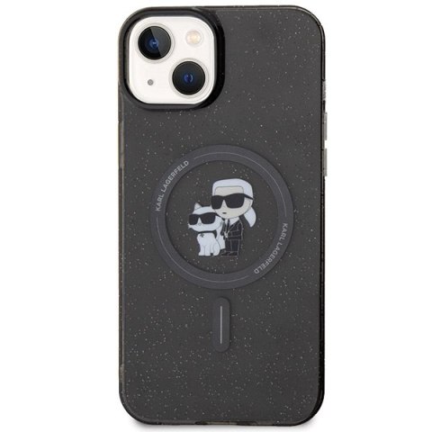 Karl Lagerfeld KLHMP15SHGKCNOK iPhone 15 6.1" czarny/black hardcase Karl&Choupette Glitter MagSafe
