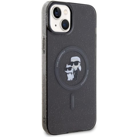 Karl Lagerfeld KLHMP15SHGKCNOK iPhone 15 6.1" czarny/black hardcase Karl&Choupette Glitter MagSafe