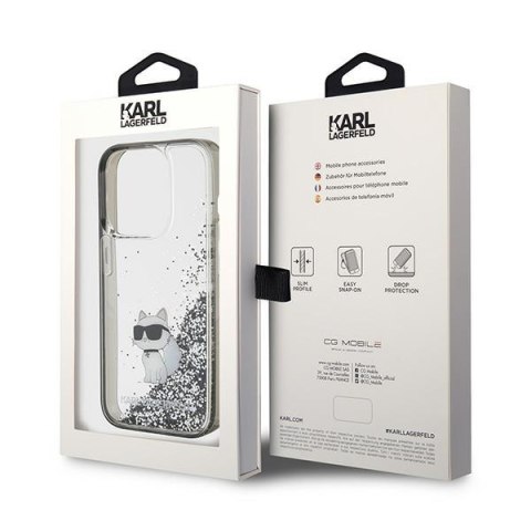 Karl Lagerfeld KLHCP15LLKCNSK iPhone 15 Pro 6.1" transparent hardcase Liquid Glitter Choupette
