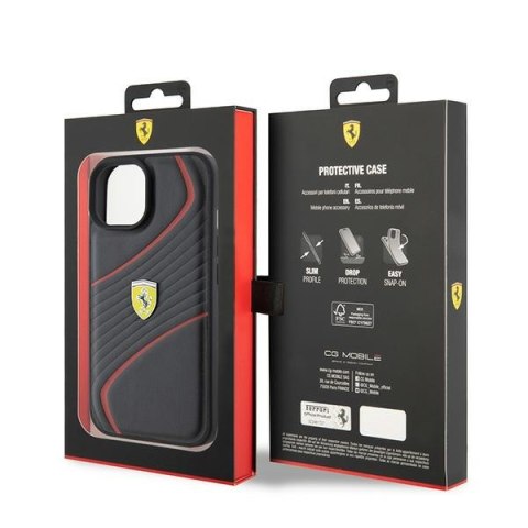 Ferrari FEHCP15SPTWK iPhone 15 / 14 / 13 6.1" czarny/black hardcase Twist Metal Logo