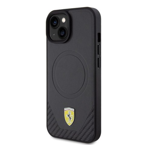 Ferrari FEHMP15SPTEK iPhone 15 / 14 / 13 6.1" czarny/black hardcase Carbon Metal Logo MagSafe