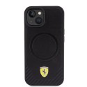 Ferrari FEHMP15SPTEK iPhone 15 / 14 / 13 6.1" czarny/black hardcase Carbon Metal Logo MagSafe