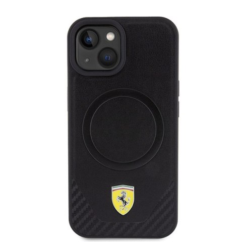 Ferrari FEHMP15SPTEK iPhone 15 / 14 / 13 6.1" czarny/black hardcase Carbon Metal Logo MagSafe