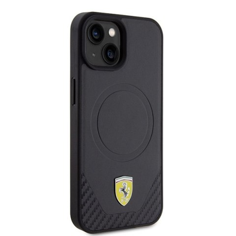 Ferrari FEHMP15SPTEK iPhone 15 / 14 / 13 6.1" czarny/black hardcase Carbon Metal Logo MagSafe