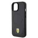 Ferrari FEHMP15SPTEK iPhone 15 / 14 / 13 6.1" czarny/black hardcase Carbon Metal Logo MagSafe