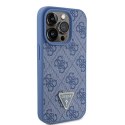 Guess GUHCP15LP4TDPB iPhone 15 Pro 6.1" niebieski/blue hardcase Leather 4G Triangle Strass