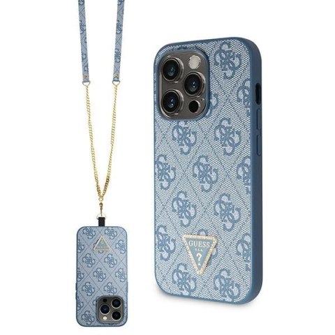 Guess GUHCP15LP4TDSCPB iPhone 15 Pro 6.1" niebieski/blue hardcase Crossbody 4G Metal Logo