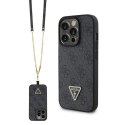 Guess GUHCP15LP4TDSCPK iPhone 15 Pro 6.1" czarny/black hardcase Crossbody 4G Metal Logo