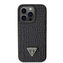 Guess GUHCP15LPCRTHCK iPhone 15 Pro 6.1" czarny/black hardcase Croco Triangle Metal Logo