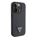 Guess GUHCP15LPCRTHCK iPhone 15 Pro 6.1" czarny/black hardcase Croco Triangle Metal Logo