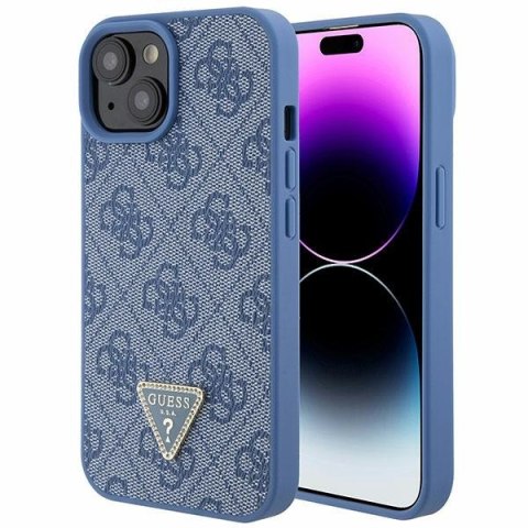 Guess GUHCP15SP4TDPB iPhone 15 6.1" niebieski/blue hardcase Leather 4G Triangle Strass