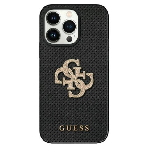 Guess GUHCP15SPSP4LGK iPhone 15 6.1" czarny/black hardcase Leather Perforated 4G Glitter Logo