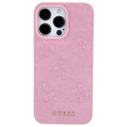 Guess GUHCP15XP4EPMP iPhone 15 Pro Max 6.7" różowy/pink hardcase Leather 4G Stamped