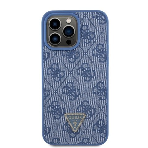 Guess GUHCP15XP4TDPB iPhone 15 Pro Max 6.7" niebieski/blue hardcase Leather 4G Triangle Strass