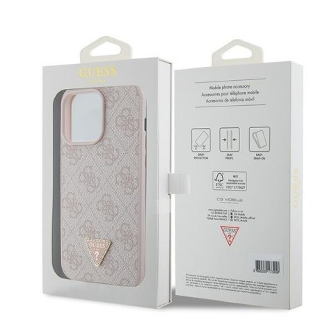 Guess GUHCP15XP4TDPP iPhone 15 Pro Max 6.7" różowy/pink hardcase Leather 4G Diamond Triangle