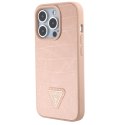 Guess GUHCP15XPCRTHCP iPhone 15 Pro Max różowy/pink hardcase Croco Triangle Metal Logo