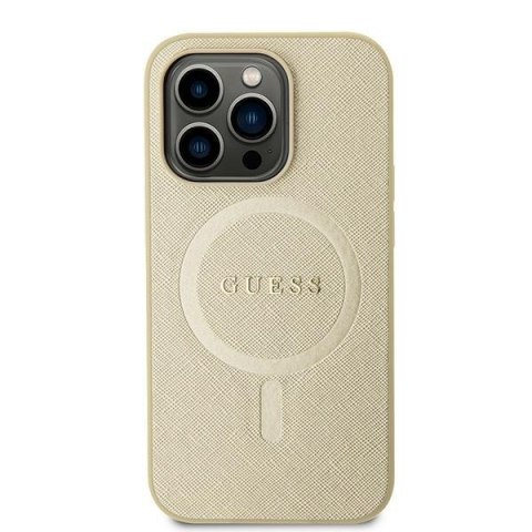 Guess GUHMP15SPSAHMCB iPhone 15 6.1" złoty/gold hardcase Saffiano MagSafe