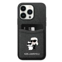 Karl Lagerfeld KLHCP15XSAPKCNPK iPhone 15 Pro Max 6.7" czarny/black hardcase Saffiano Cardslot KC Metal Pin