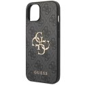 Guess nakładka do iPhone 15 6,1" GUHCP15S4GMGGR szara HC PU Leather 4G Metal Logo