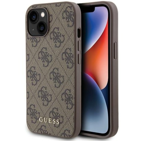 Guess nakładka do iPhone 15 6,1" GUHCP15SG4GFBR brązowa HC PU 4G Metal Logo