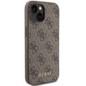 Guess nakładka do iPhone 15 6,1" GUHCP15SG4GFBR brązowa HC PU 4G Metal Logo