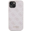 Guess nakładka do iPhone 15 6,1" GUHCP15SG4GFPI różowa HC PU 4G Metal Logo