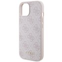 Guess nakładka do iPhone 15 6,1" GUHCP15SG4GFPI różowa HC PU 4G Metal Logo