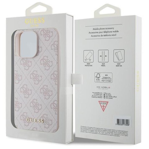 Guess nakładka do iPhone 15 Pro Max 6,7" GUHCP15XG4GFPI różowa HC PU 4G Metal Logo