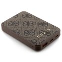 Guess Powerbank 15W GUPB5LP4GEGW 5000mAh brązowy/brown 4G Leather Metal Logo