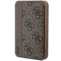 Guess Powerbank 15W GUPB5LP4GEGW 5000mAh brązowy/brown 4G Leather Metal Logo