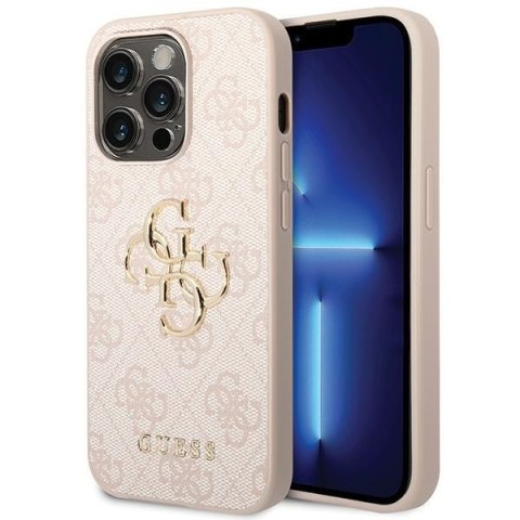 Guess nakładka do iPhone 15 Pro 6,1" GUHCP15L4GMGPI różowa HC PU Leather 4G Metal Logo