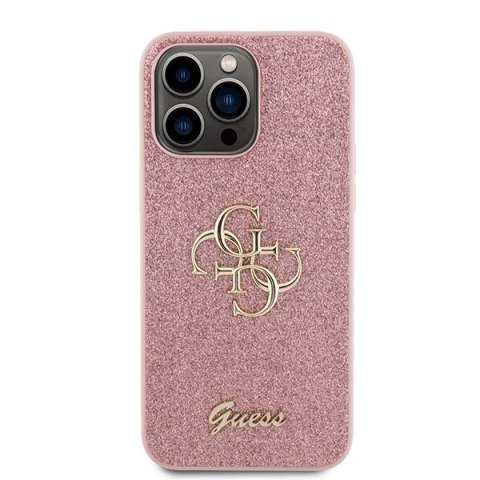 Guess GUHCP15XHG4SGP iPhone 15 Pro Max 6.7" różowy/pink hardcase Glitter Script Big 4G