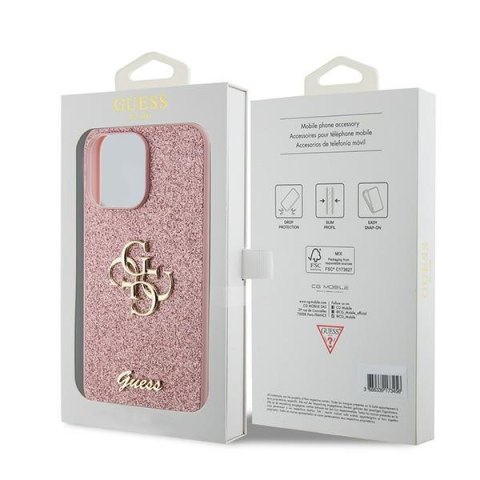 Guess GUHCP15XHG4SGP iPhone 15 Pro Max 6.7" różowy/pink hardcase Glitter Script Big 4G