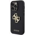 Guess GUHCP15LPSP4LGK iPhone 15 Pro 6.1" czarny/black hardcase Leather Perforated 4G Glitter Logo