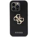 Guess GUHCP15LPSP4LGK iPhone 15 Pro 6.1" czarny/black hardcase Leather Perforated 4G Glitter Logo