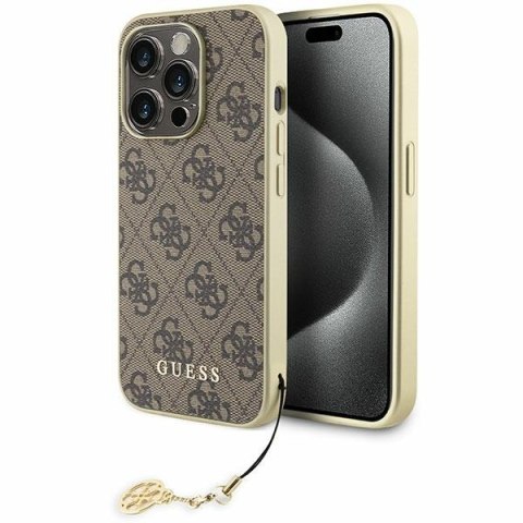 Guess GUHCP15LGF4GBR iPhone 15 Pro 6.1" brązowy/brown hardcase 4G Charms Collection