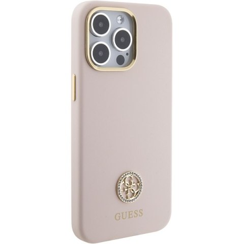 Guess GUHCP15XM4DGPP iPhone 15 Pro Max 6.7" różowy/pink hardcase Silicone Logo Strass 4G