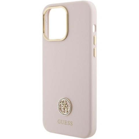 Guess GUHCP15XM4DGPP iPhone 15 Pro Max 6.7" różowy/pink hardcase Silicone Logo Strass 4G