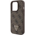 Guess GUHCP15XP4TDPW iPhone 15 Pro Max 6.7" brązowy/brown hardcase Leather 4G Triangle Strass