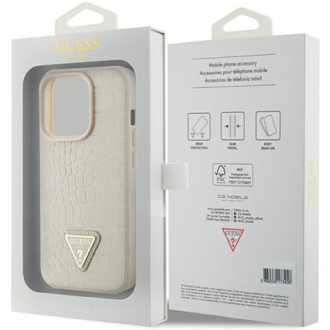 Guess GUHCP15LPCRTHCD iPhone 15 Pro 6.1" złoty/gold hardcase Croco Triangle Logo