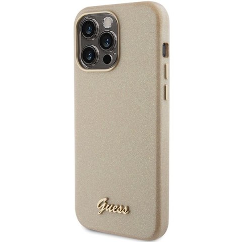 Guess GUHCP15LPGMCSD iPhone 15 Pro 6.1" złoty/light gold hardcase Glitter Glossy Script